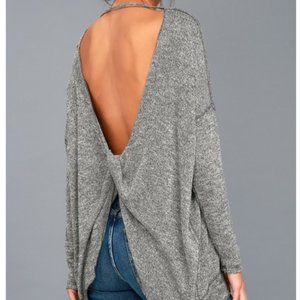 Free People Heather Grey Backless Sweater Top S